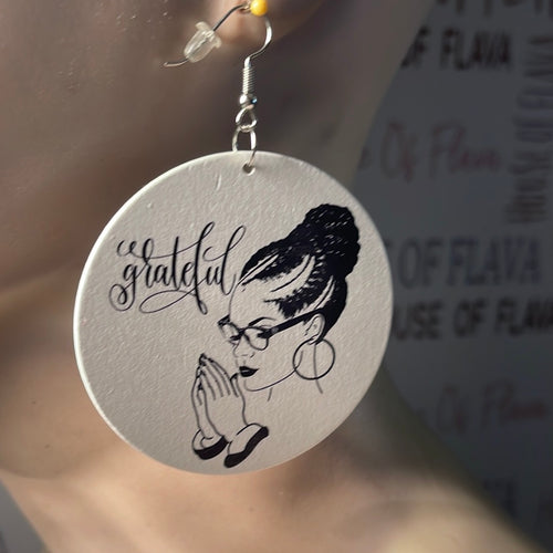 Grateful In Prayer earrings (Wood)
