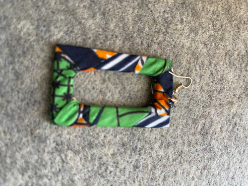 African fabric wrapped earrings (Wood)