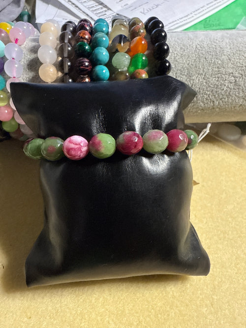 Ruby Zoisite faceted crystal bracelet