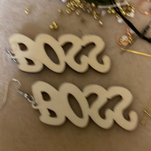 BOSS word earrings (Wood)