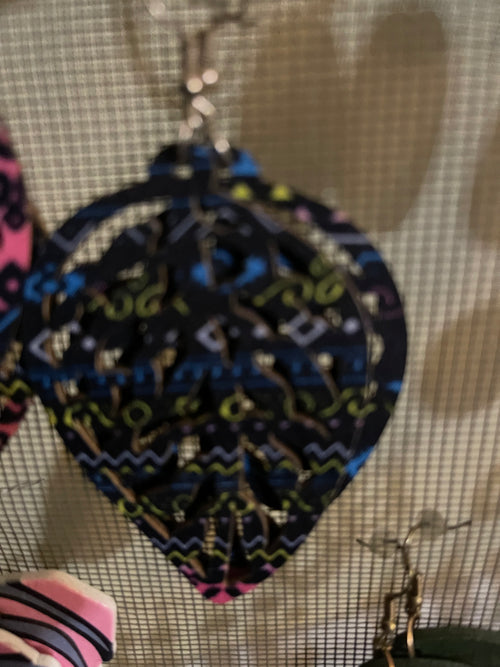 Leaf fabric earrings (Wood)