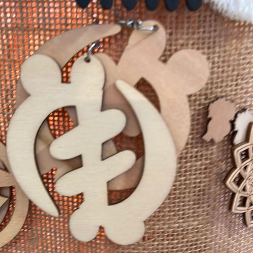 Gye Nyame Adinkra symbol earrings (Wood)
