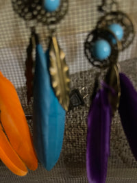 #801 Feather & Leaf earrings