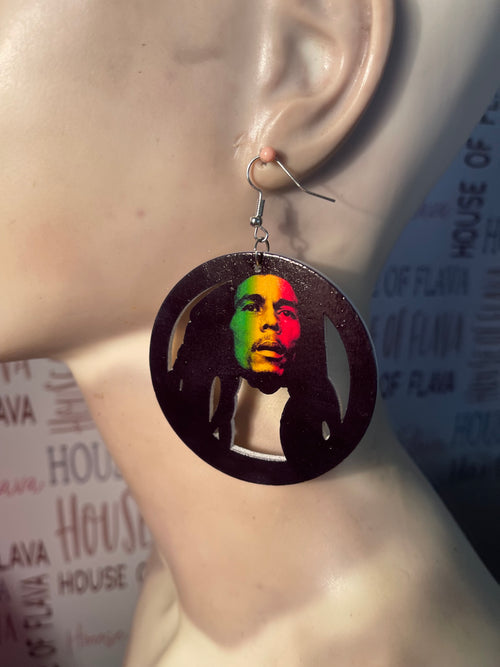 Bob Marley earrings (Wood)