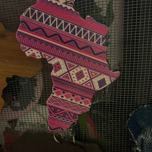 Africa map Ankh colorful earrings (Wood)