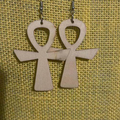 Ankh engraved earrings (Wood)