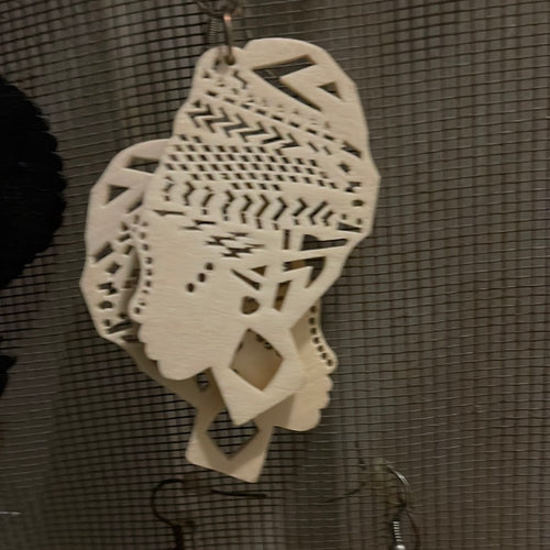 Tribal head earrings (Wood)