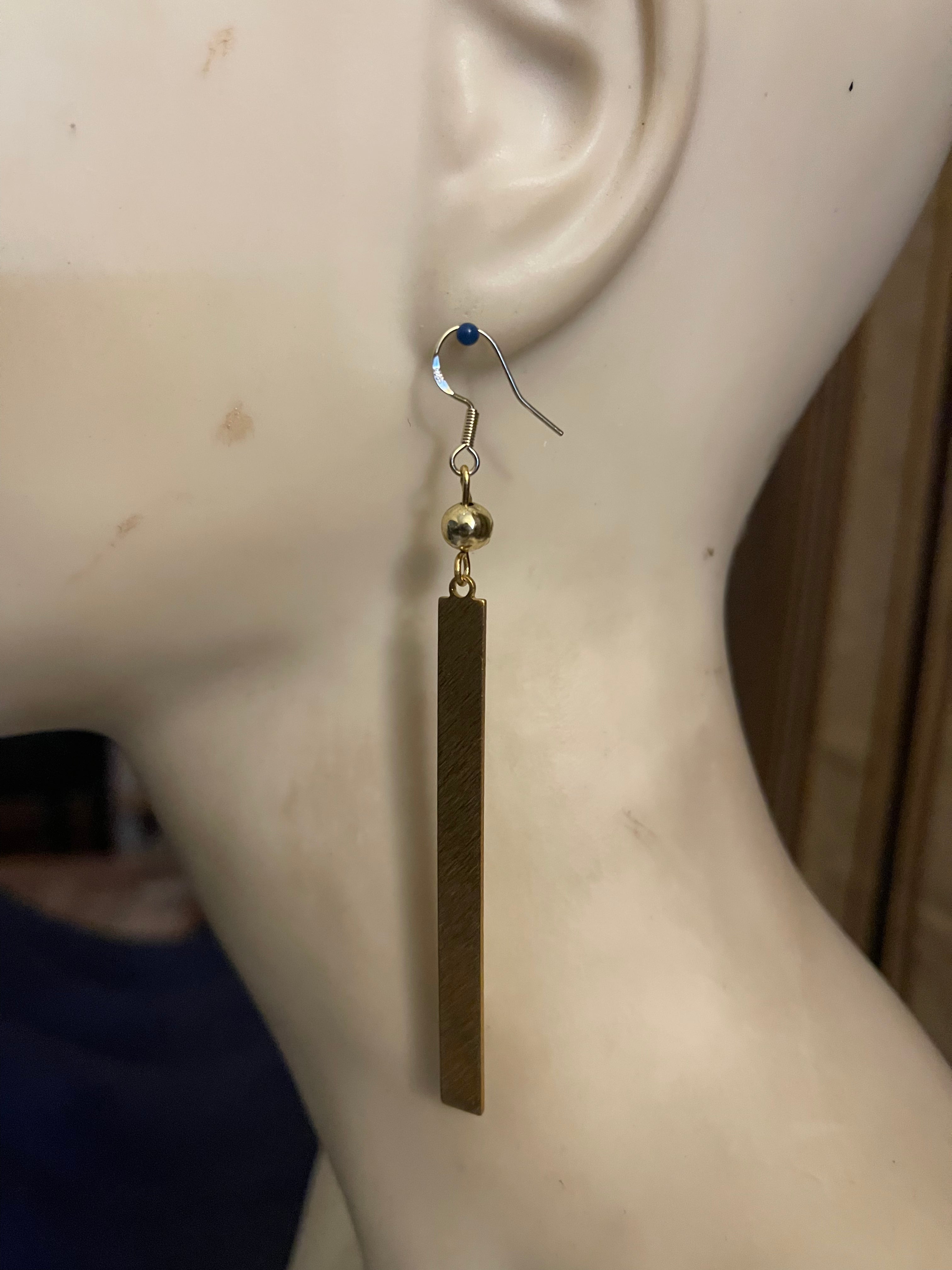 #402 Brass Square long Earrings