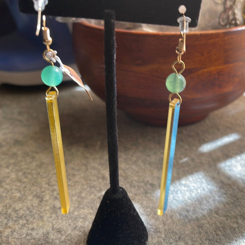 Mirrored earrings w/ Aventurine gemstone #209