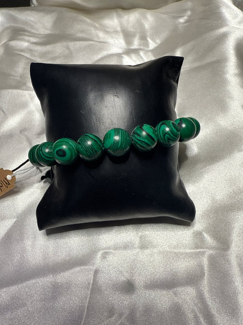 Malachite gemstone bracelet 10mm