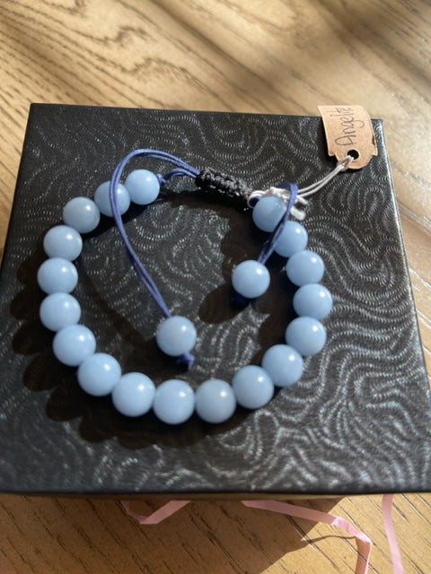Angelite Natural Pastel Meditation Healing Gemstone bracelet 8mm