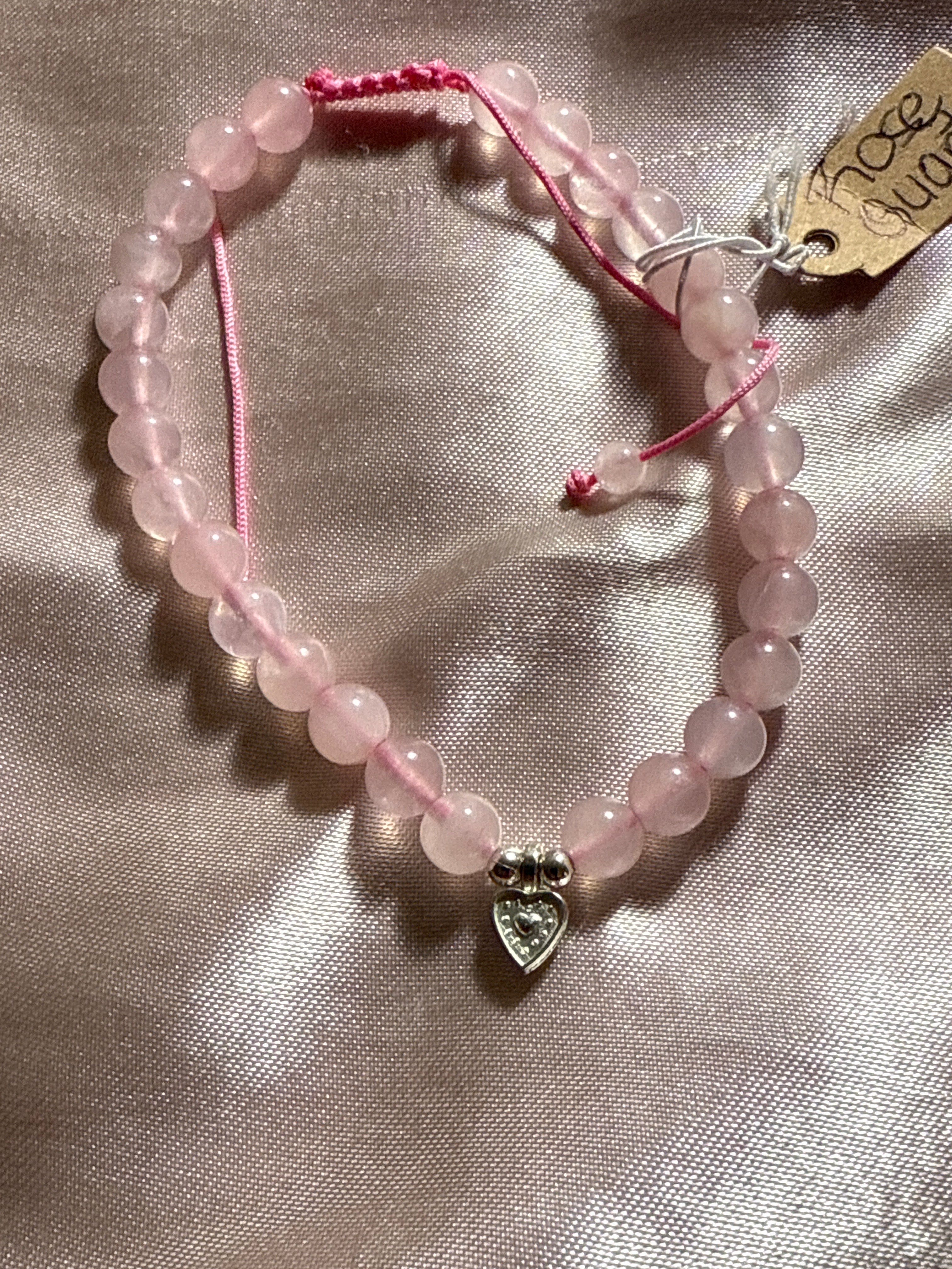 Rose Quartz Gemstone bracelet with charm