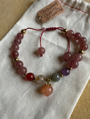 Strawberry Quartz w/peach charm bracelet