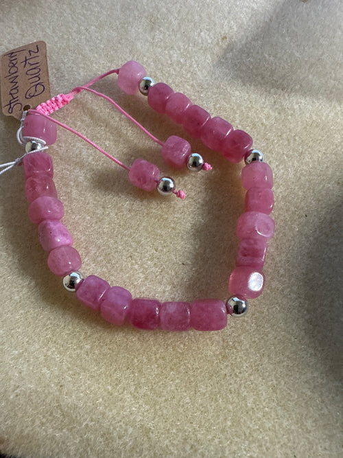 Strawberry Quartz square bracelet