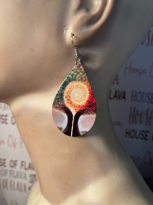 Life earring - wood