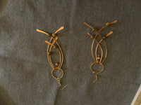 #701 Copper curved dangles w/Tigers Eye earrings