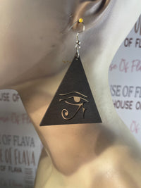 #119 Eye of Horus earrings (Wood)