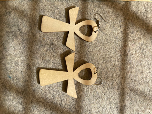 Ankh engraved earrings (Wood)