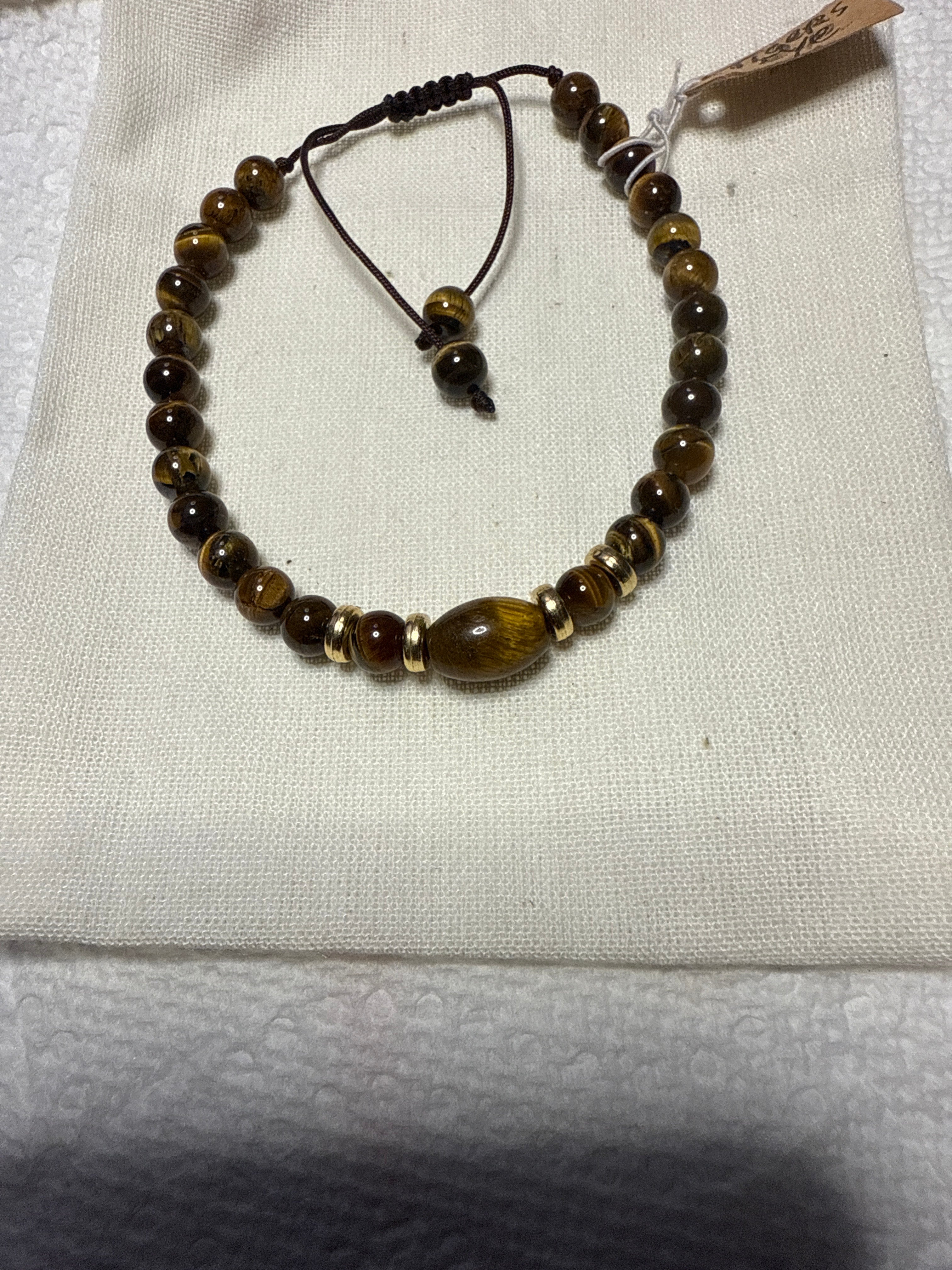 Tiger's Eye crystal bracelet w/gold accents