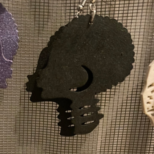 Tribal head face earrings (Wood)