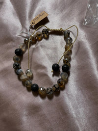 Black mixed Agate Faceted crystal bracelet