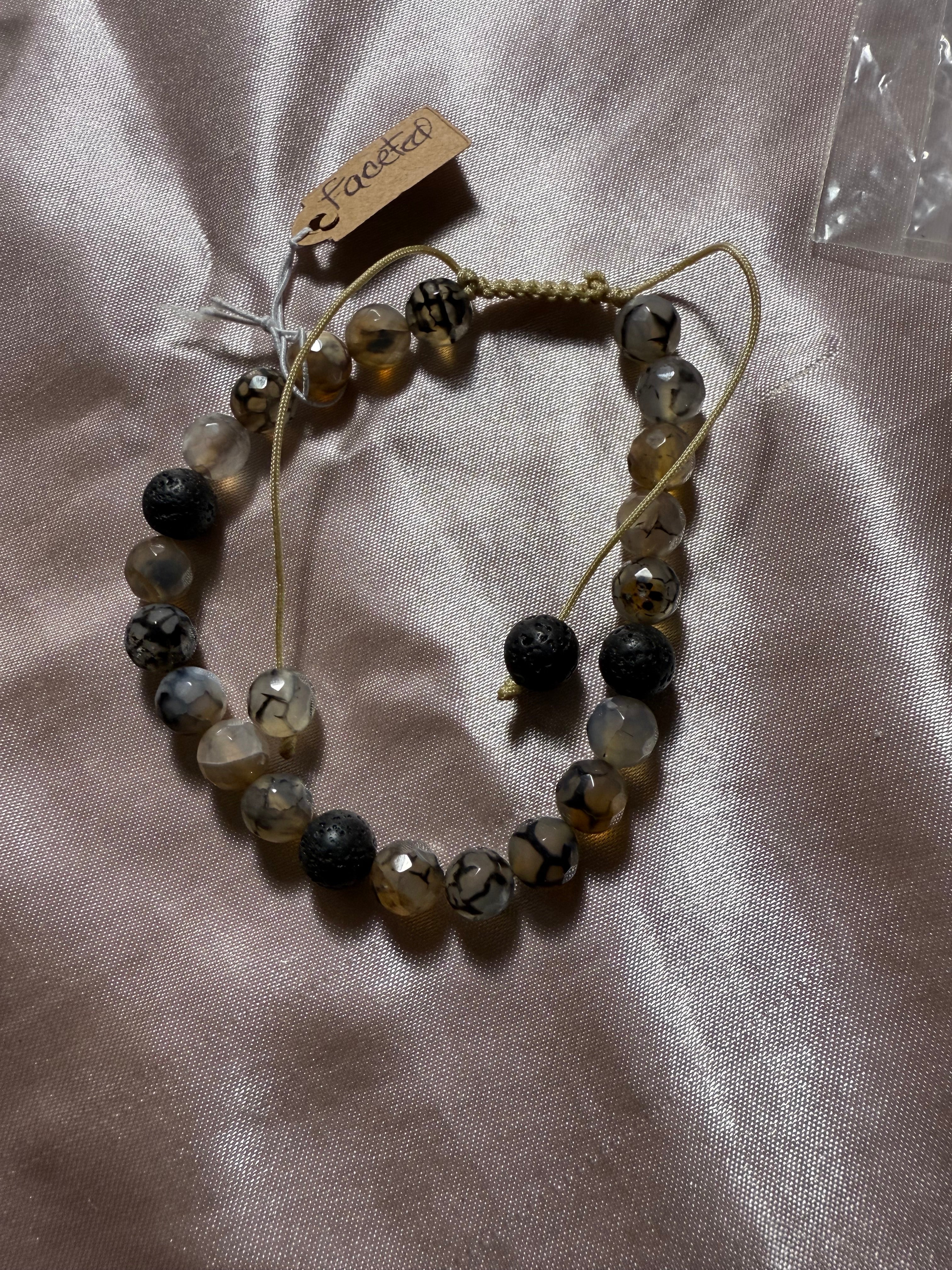 Black mixed Agate Faceted crystal bracelet