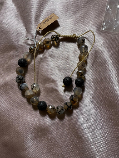 Black mixed Agate Faceted crystal bracelet