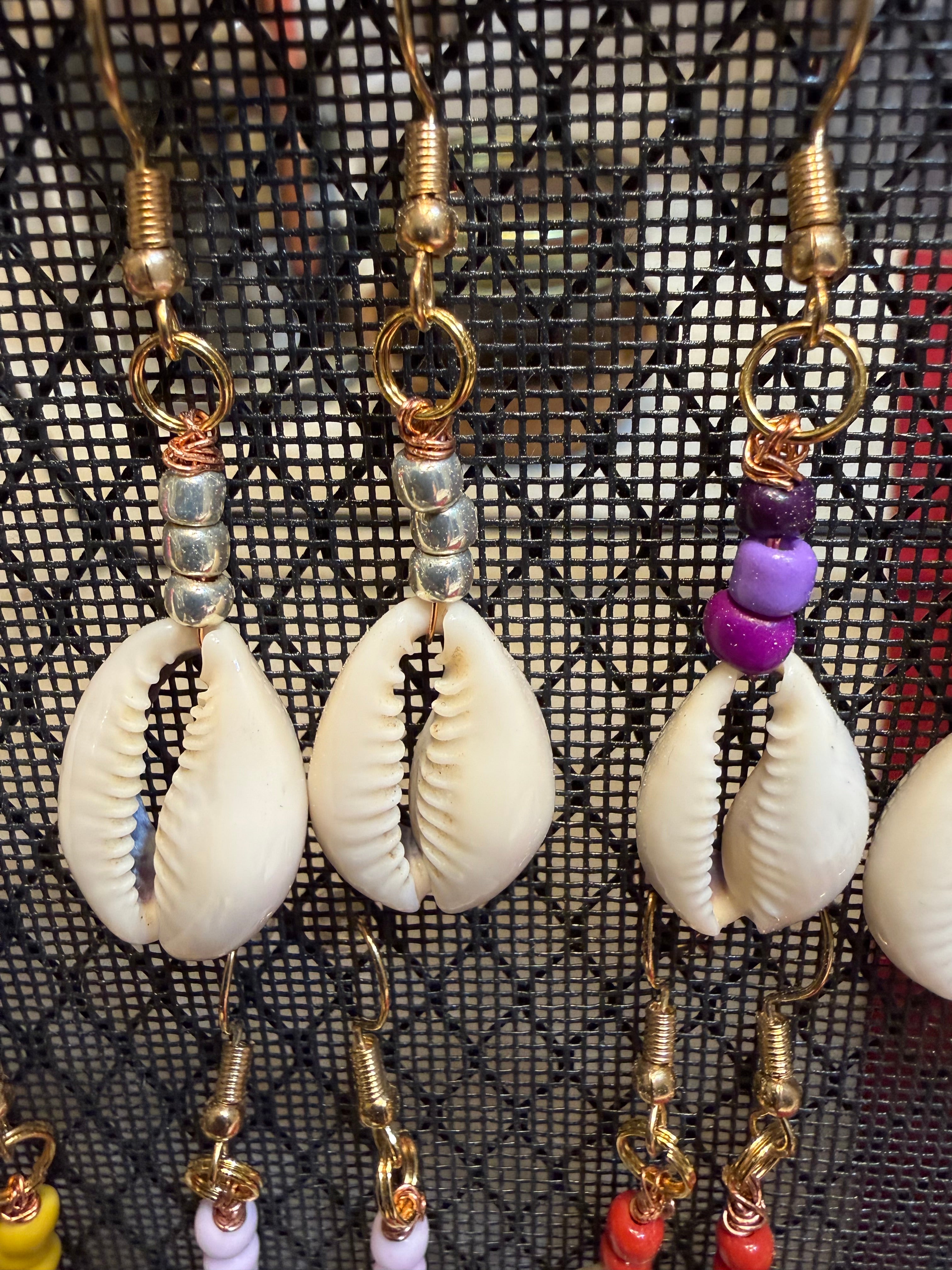 Cowry Shell earrings w/beads