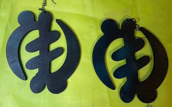 Gye Nyame Adinkra symbol earrings (Wood)