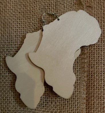 #101 Africa Map earrings (Wood)