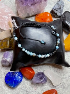 Black & Blue Agate Healing Meditation Healing Spiritual bracelet (4mm)