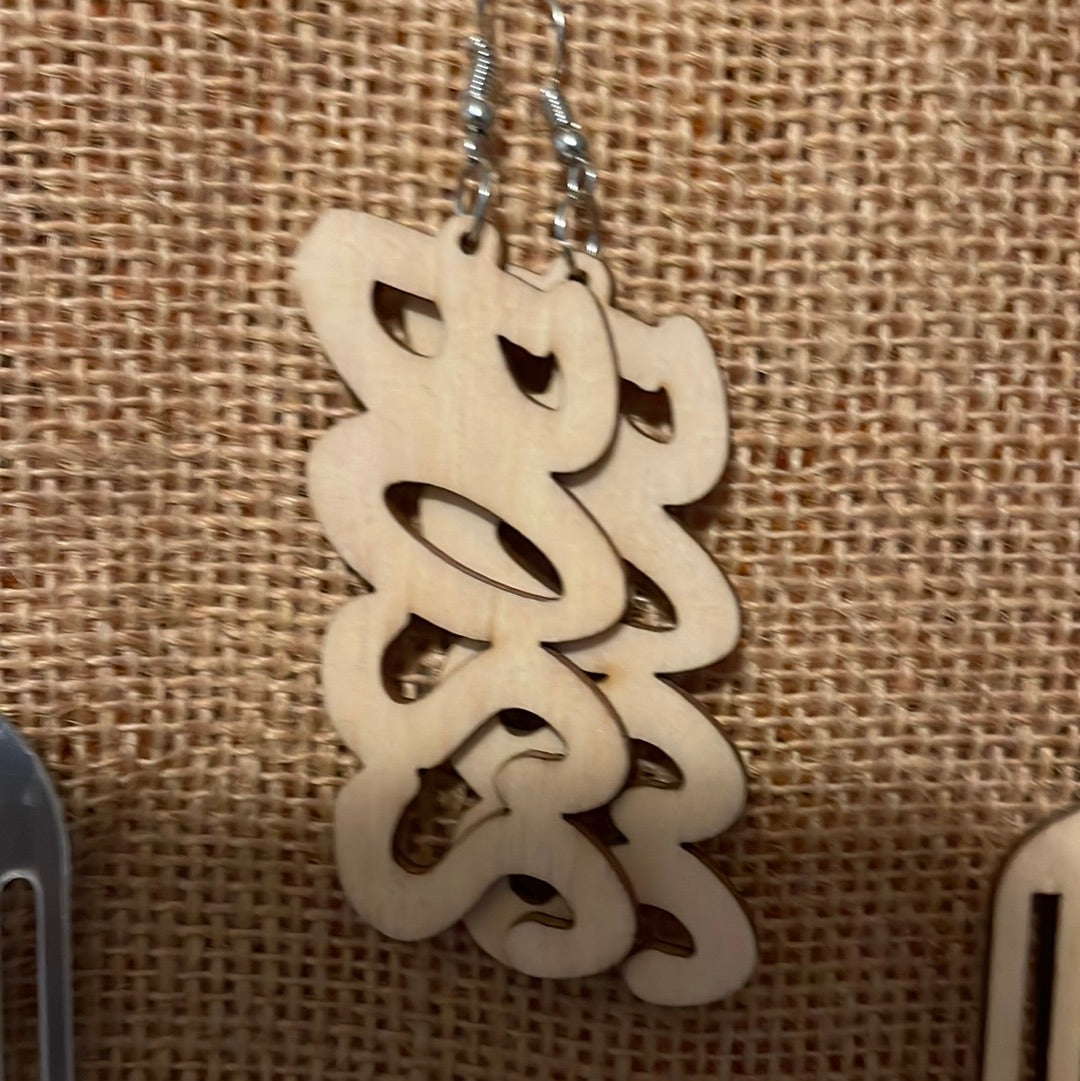 #148 BOSS word earrings (Wood)