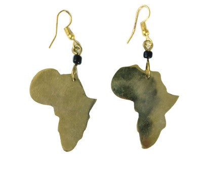 #405 Africa map brass earrings
