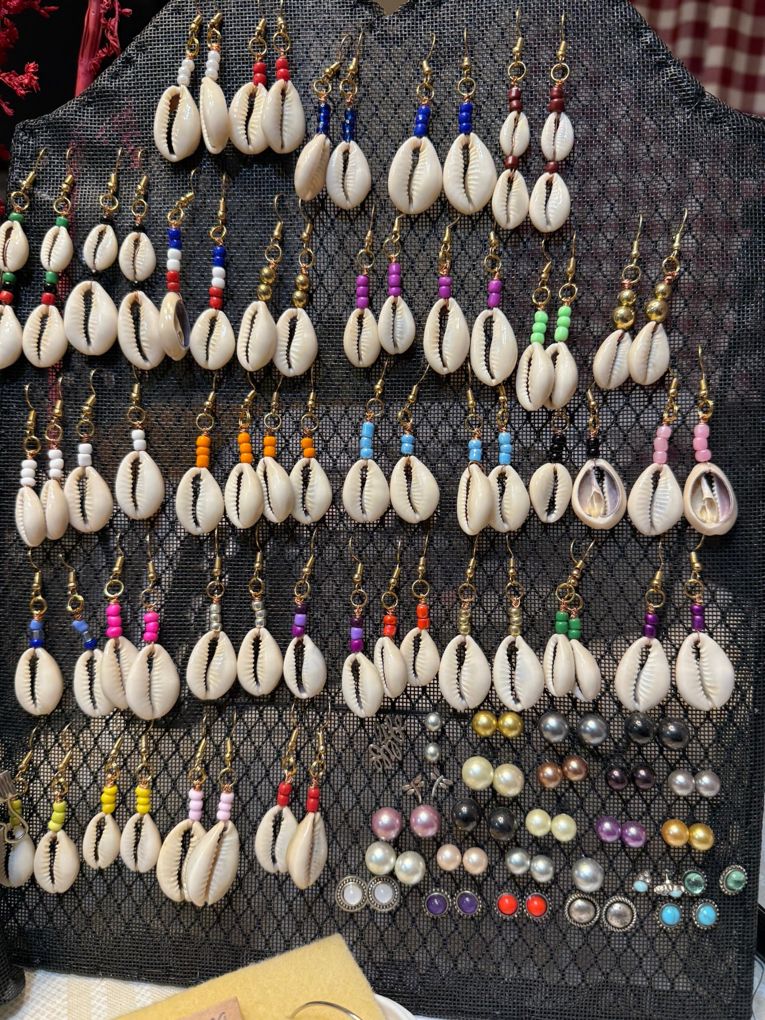 Cowry Shell earrings w/beads