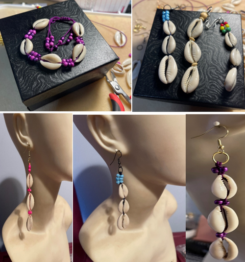 Cowry Shell earrings w/beads