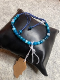 Agate Blue stripped bracelet 4mm