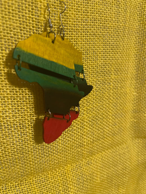 Map of Africa earrings 3pc (Wood)