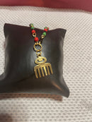 Ankle Bracelet #905 (red, black, green) charms