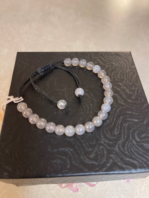 Agate - Smoky Grey Natural Healing Gemstone Adjustable bracelets (6mm) #6