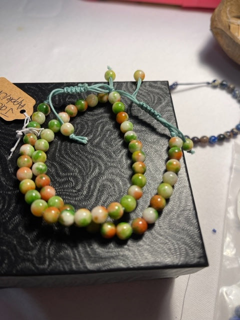 Jade - Green-Orange Meditation Healing bracelet