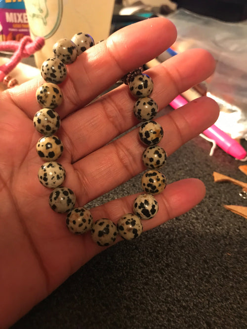 Dalmation Jasper with Black Onyx Meditation Healing Protection Spiritual bracelet