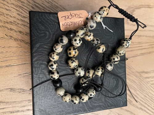 Dalmation Jasper with Black Onyx Meditation Healing Protection Spiritual bracelet