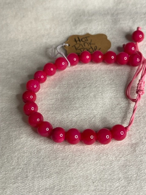 Jade (Hot Pink) Meditation Healing Protection Spiritual bracelet (8mm)