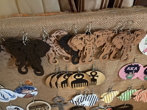 Elephant earrings wood