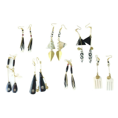 Bone Black & white earrings