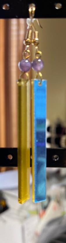 Mirrored earrings w/ Amethyst #211