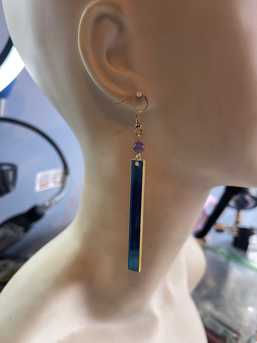 Mirrored earrings w/ Amethyst #211