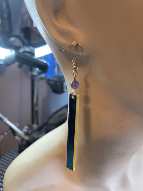 Mirrored earrings w/ Amethyst #211