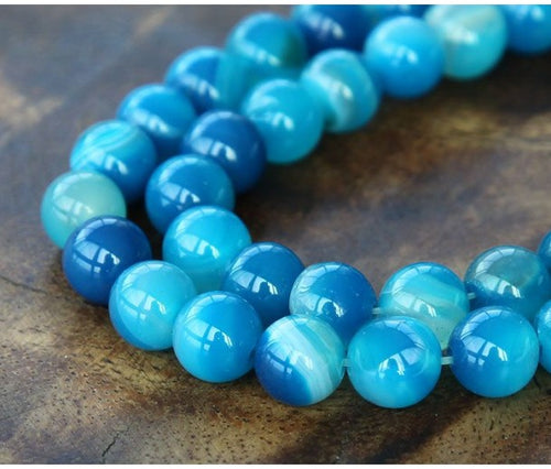 Agate Blue stripped bracelet 4mm